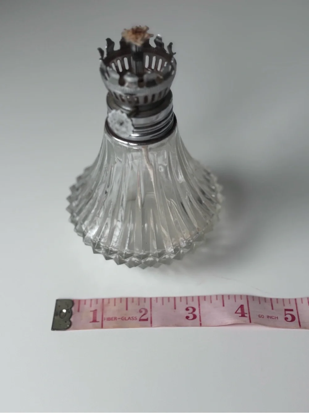 Vintage Crystal Austria Oil Lamp with Silver-Tone Top